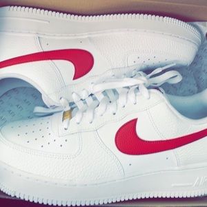 Custom Nike Air Forces 9.5 White And Red